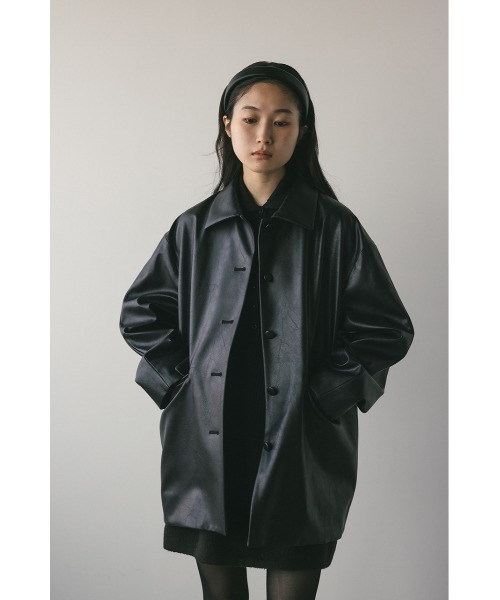 STYLEMIXER コート アウター ステンカラーフェイクレザー