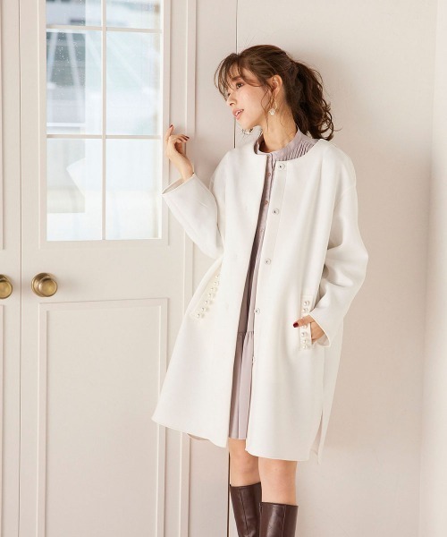 「QUEENS COURT」 チェスターコート S ホワイト レディース_画像7