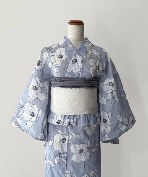 utatane ༶ 花柄くすみ水色 浴衣単品 utatane ༶ 花柄くすみ水色 浴衣単品 浴衣（青色／ブルー