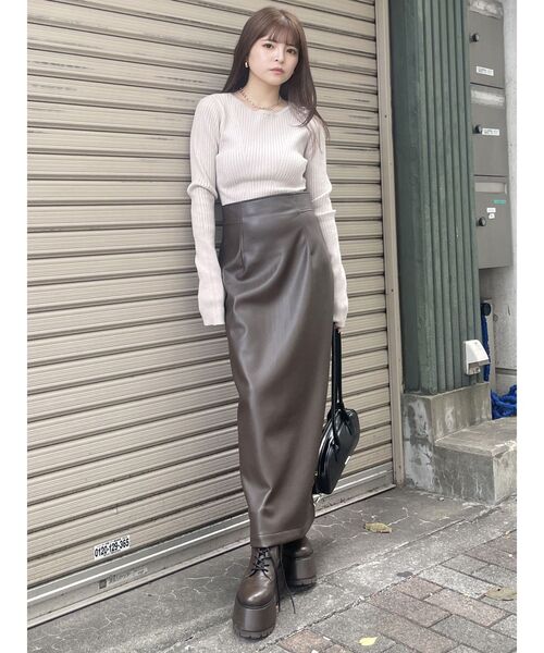 レザースカート MURUA スカート マルチウェイナローフェイクレザースカート : ZOZOTOWN