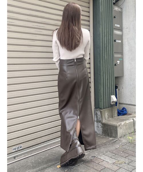 MURUA（ムルーア） スカート マルチウェイナローフェイクレザー