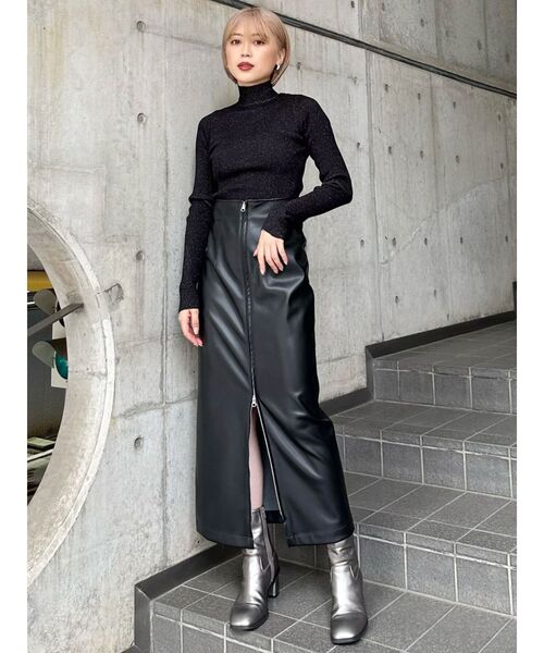 MURUA（ムルーア） スカート マルチウェイナローフェイクレザー