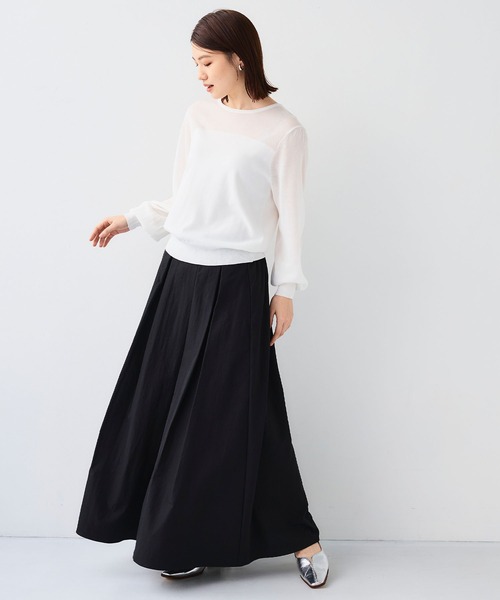 専用♡完売♡ギャザーパフスリーブニット 洗える》サマナチュラ シアー切り替えパフスリーブニットトップス