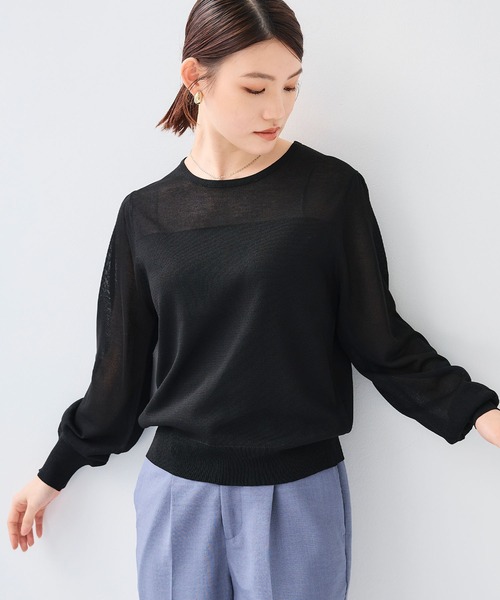 girlish  ⭐︎新品⭐︎ コットンパフスリーブニットブラックM CROSS FUNCTION（クロスファンクション） ニット セーター 「洗える