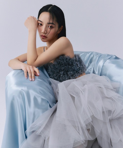 エイミーイストワール eimy istoire チュールフリルベアトップ （GREY） チュールフリルベアトップ(F GREY): TOPS