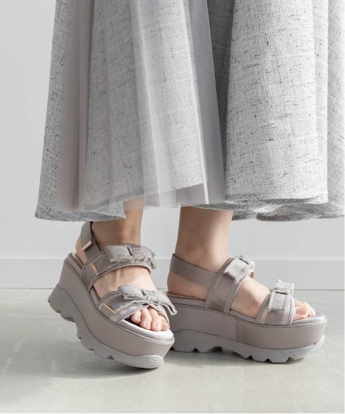 〖美品〗randa リボンスポーツサンダル　S ランダ RANDA リボンスポーツサンダル （BEIGE） -靴