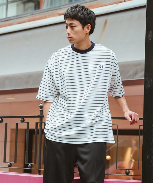 2025春大特価セール！ FRED PERRY tシャツ 「別注」FRED / RELAXED STRIPE PIQUE T トップス