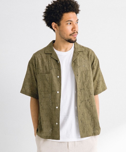 URBAN RESEARCH Sonny Label シャツ レース刺繍ショートスリーブシャツ