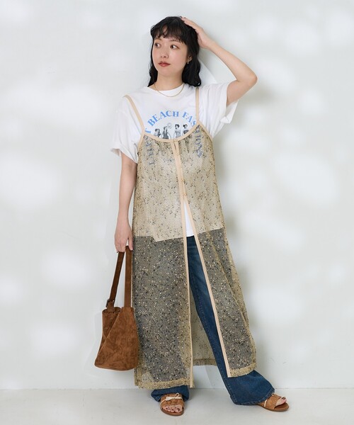 FREAK'S STORE ワンピース ネップメッシュキャミワンピース