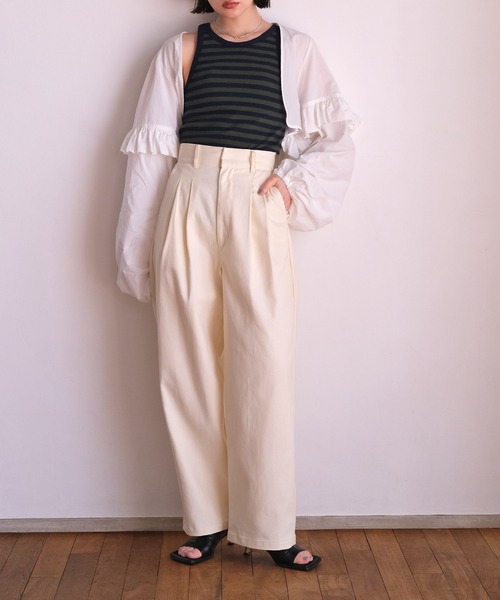 AKTE バックオープンブラウス AKTE（アクテ） ブラウス シャツ バックオープンフリルボレロ