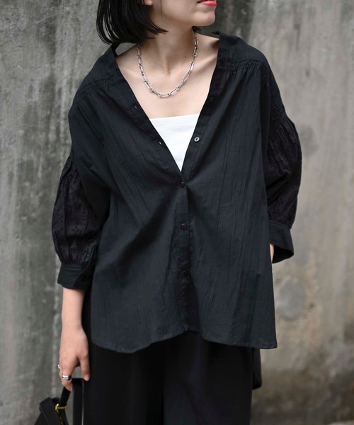 【新品】コットンカットワーク刺繍Vネックブラウス ray beams コットン レース カットワーク 刺繍 Vネック ブラウス