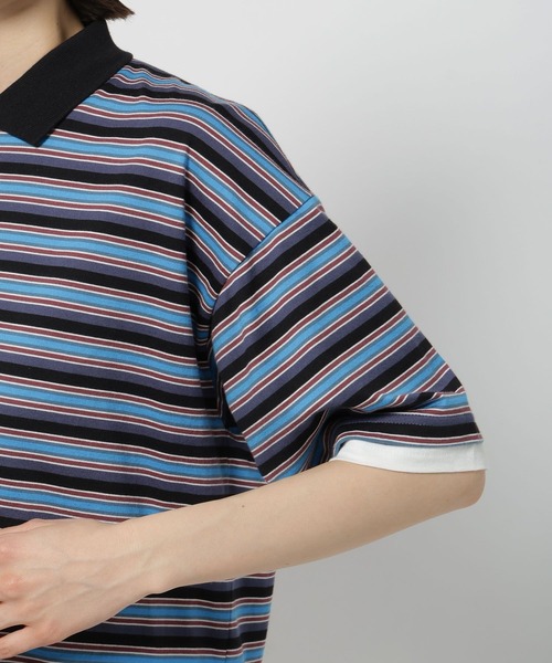 niko and… tシャツ 「WILLIAM B.ELIOTT」マルチボーダー襟プル