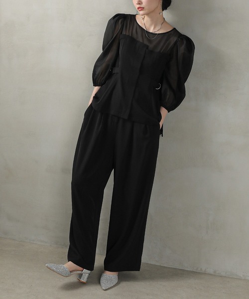 Kana パンツドレス ビスチェペプラムトップス パンツ セットアップ