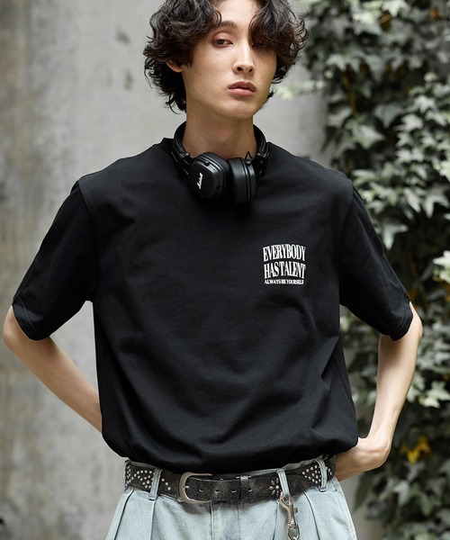 最高品質の 3293 半袖Tシャツthit! 企業ロゴブラック トップス