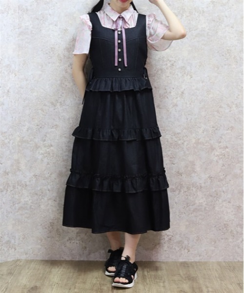 axes femme ジャンパースカート フリルデザインジャンスカ