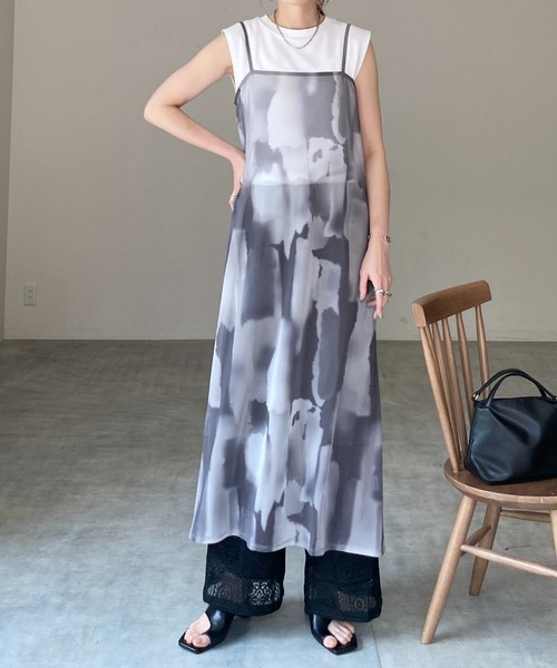 チュール/メッシュ装飾 ロングワンピース★かわいい 上品 お洒落 pd3704-1.jpg