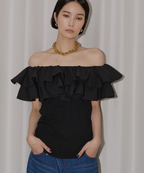 tシャツ 2way frills top /2wayフリルトップ レディース