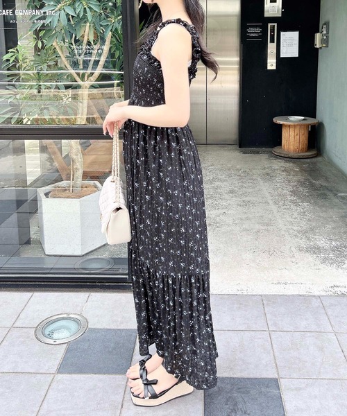 INGNI ワンピース 2Wayフリル花柄シャーリングワンピース