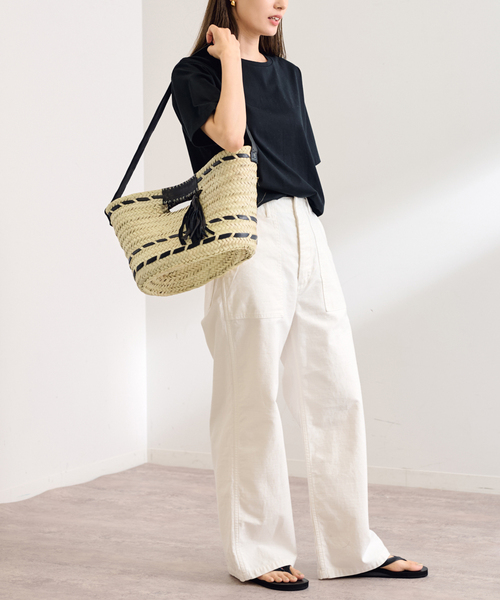 FRAMeWORK かごバッグ カゴバッグ KECH raffia leather tassel