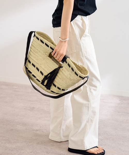 FRAMeWORK かごバッグ カゴバッグ KECH raffia leather tassel