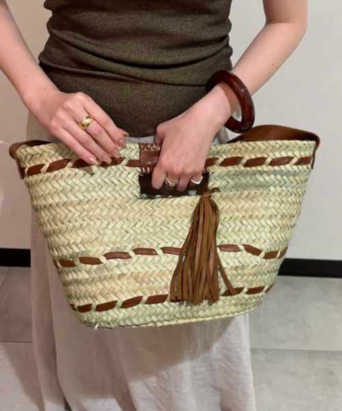 FRAMeWORK かごバッグ カゴバッグ KECH raffia leather tassel