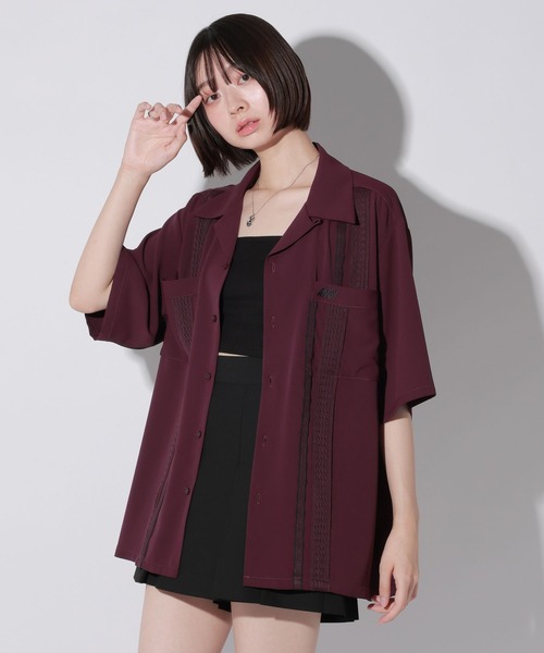 ブラウス シャツ 「UNISEX」パッチトロミカイキンシャツ レディース メンズ