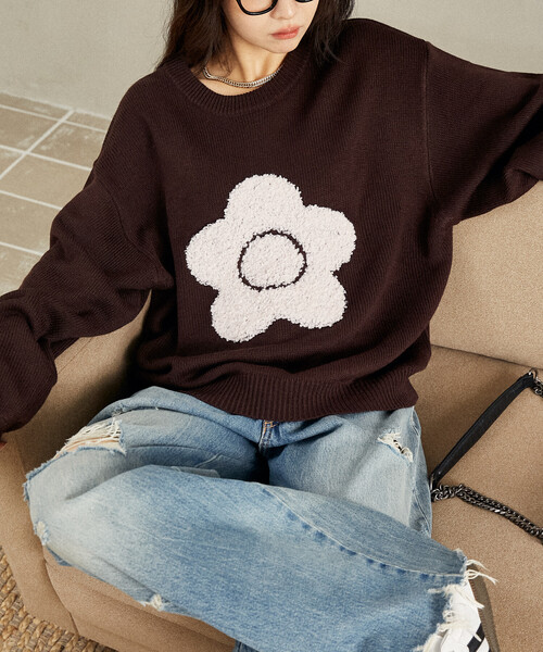 マリークワント MARY QUANT ジャガード ニット セーター M MARY QUANT（マリークヮント） ニット セーター マリークワント