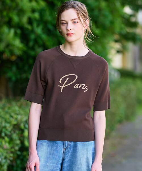 ニット セーター Parisハーフスリーブジャカードニット レディース