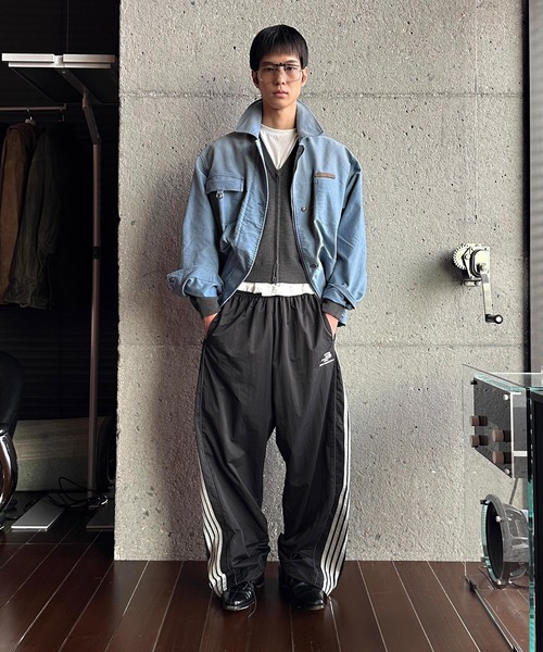 MASONPRINCE サイドラインバギートラックパンツ サイズL y2k MASONPRINCE パンツ ルーズフィット サイドライン トラックパンツ