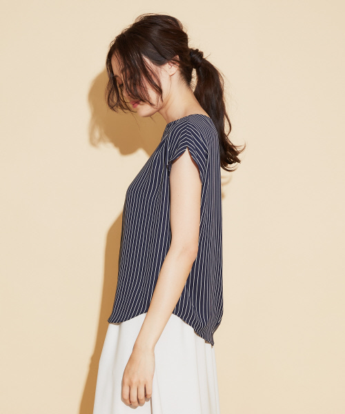 「qualite」 半袖ブラウス 38 ネイビー レディース_画像3