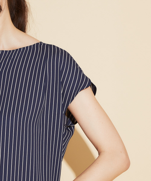 「qualite」 半袖ブラウス 38 ネイビー レディース_画像6