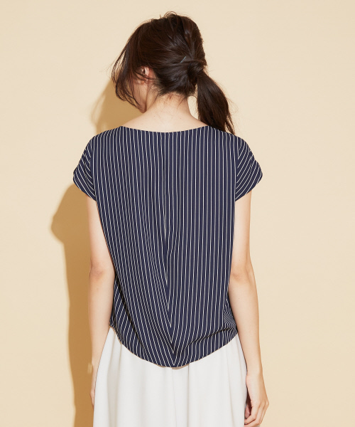 「qualite」 半袖ブラウス 38 ネイビー レディース_画像9