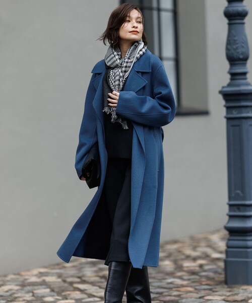 新品、未着用　ＩＣＢ　ロングコート　ネイビー ICB（アイシービー） トレンチコート コート WoolRever ロングコート