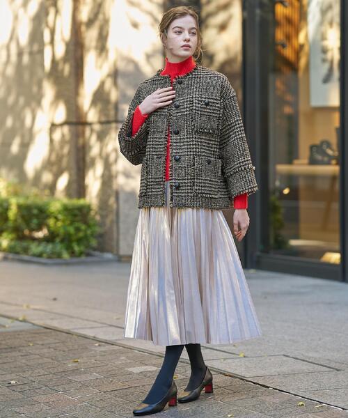 DRESSTERIOR チェック柄ジャケット (ショートコート)36サイズ DRESSTERIOR（ドレステリア） ジャケット ノーカラージャケット グレン