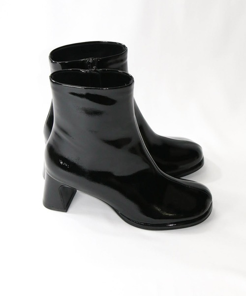 【美品】MELT THE LADY エナメル ショートブーツ 38 黒 melt the lady】メルトザレディ エナメルスクエアショートブーツ