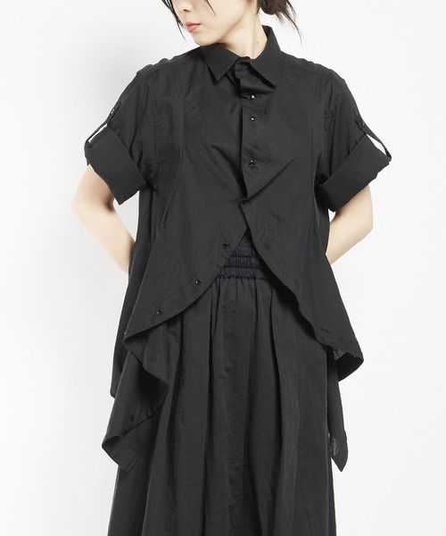 gomme（ゴム） ブラウス シャツ ガーゼフリルブラウス レディース