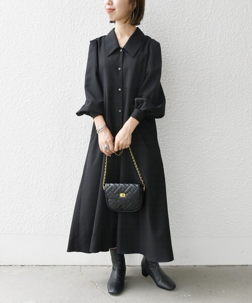 SHIPS any 「SHIPS any」 シャツワンピース ONE SIZE ブラック