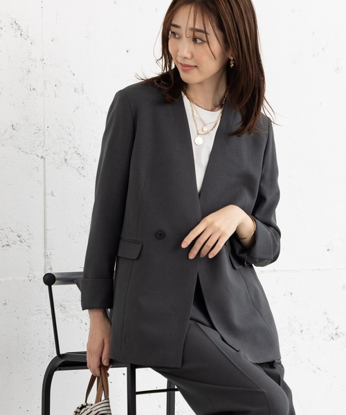 MAISONCOMFY セットアップ 「洗えて動けるスーツ」ダブルジャケット