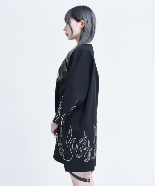 「REFLEM」 半袖Tシャツ FREE ブラック×レッド レディース_画像5