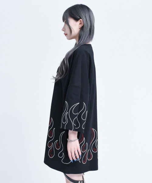 「REFLEM」 半袖Tシャツ FREE ブラック×レッド レディース_画像6