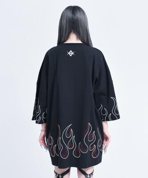 「REFLEM」 半袖Tシャツ FREE ブラック×レッド レディース_画像7