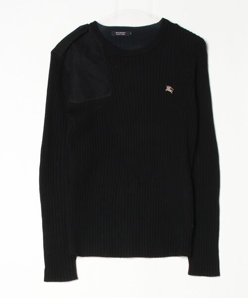極美品 バーバリー ブラックレーベル ヘンリーネックロゴ刺繍長袖ロンT ブラック 極美品 バーバリー ブラックレーベル ヘンリーネックロゴ刺繍長袖ロンT