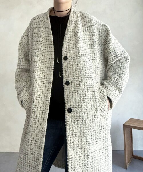 BEARDSLEY（ビアズリー） コート アウター チェックツイードロング