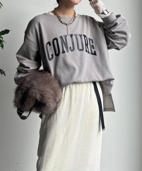 ドゥー　ワイドプルオーバー DouDou（ドゥドゥ） tシャツ 前後ロゴプリント裏起毛プルオーバー