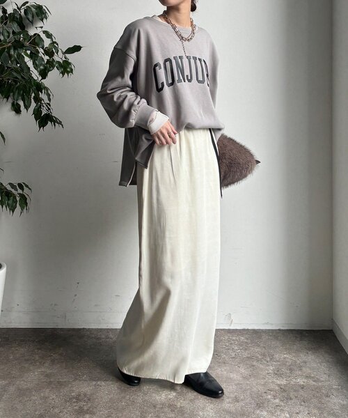 ドゥー　ワイドプルオーバー DouDou（ドゥドゥ） tシャツ 前後ロゴプリント裏起毛プルオーバー