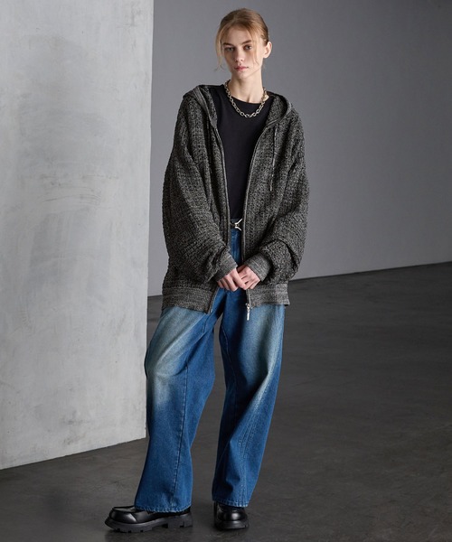 「SERACE」 ジップアップパーカー M ブラック メンズ_画像7