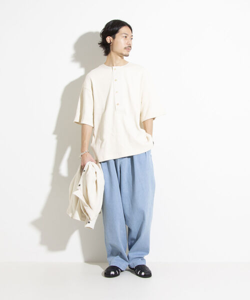 「GLOSTER」 半袖Tシャツ L キナリ メンズ_画像8
