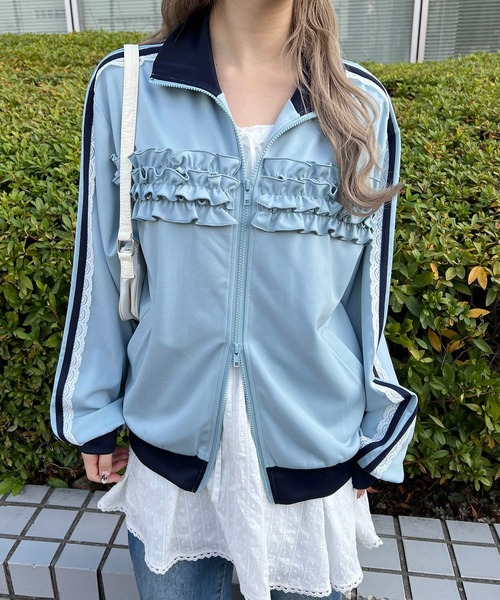 WC ジャージ フリルギャザートラックジャケット レディース : ZOZOTOWN