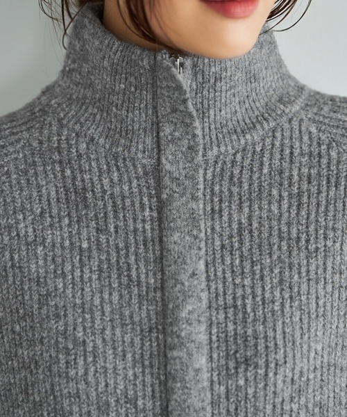ルネ　ダブルジップニットジャケット36 美品】Rene ルネ ニット ジップ ジャケット 36サイズ S〜М相当