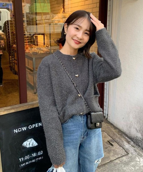 「Fit more」 ニットカーディガン FREE ブラック レディース_画像6